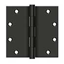Deltana [DSB5510B] Solid Brass Door Butt Hinge - Button Tip - Square Corner - Oil Rubbed Bronze Finish - Pair - 5&quot; H x 5&quot; W