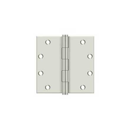 Deltana [DSB5514] Solid Brass Door Butt Hinge - Button Tip - Square Corner - Polished Nickel Finish - Pair - 5&quot; H x 5&quot; W