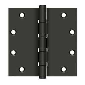 Deltana [DSB55B10B] Solid Brass Door Butt Hinge - Ball Bearing - Button Tip - Square Corner - Oil Rubbed Bronze Finish - Pair - 5" H x 5" W
