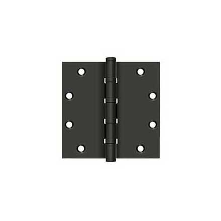 Deltana [DSB55B10B] Solid Brass Door Butt Hinge - Ball Bearing - Button Tip - Square Corner - Oil Rubbed Bronze Finish - Pair - 5&quot; H x 5&quot; W