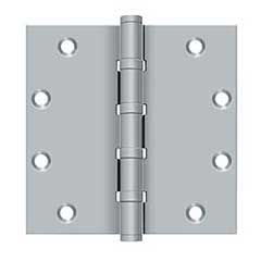 Deltana [DSB55B26D] Solid Brass Door Butt Hinge - Ball Bearing - Button Tip - Square Corner - Brushed Chrome Finish - Pair - 5&quot; H x 5&quot; W