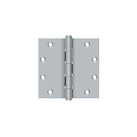 Deltana [DSB55B26D] Solid Brass Door Butt Hinge - Ball Bearing - Button Tip - Square Corner - Brushed Chrome Finish - Pair - 5&quot; H x 5&quot; W