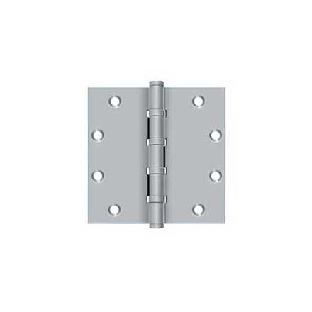 Deltana [DSB55B26D] Solid Brass Door Butt Hinge - Ball Bearing - Button Tip - Square Corner - Brushed Chrome Finish - Pair - 5&quot; H x 5&quot; W