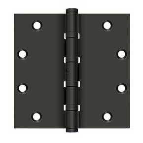 Deltana [DSB55NB10B] Solid Brass Door Butt Hinge - Ball Bearing - Non-Removable Pin - Button Tip - Square Corner - Oil Rubbed Bronze Finish - Pair - 5" H x 5" W