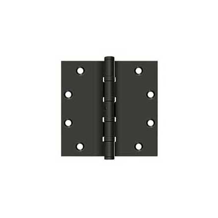 Deltana [DSB55NB10B] Solid Brass Door Butt Hinge - Ball Bearing - Non-Removable Pin - Button Tip - Square Corner - Oil Rubbed Bronze Finish - Pair - 5&quot; H x 5&quot; W