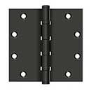 Deltana [DSB55NB10B] Solid Brass Door Butt Hinge - Ball Bearing - Non-Removable Pin - Button Tip - Square Corner - Oil Rubbed Bronze Finish - Pair - 5&quot; H x 5&quot; W