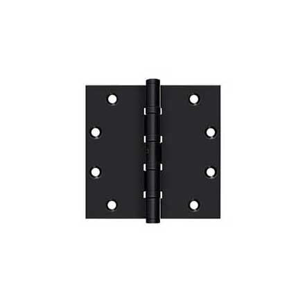 Deltana [DSB55NB19] Solid Brass Door Butt Hinge - Ball Bearing - Non-Removable Pin - Button Tip - Square Corner - Paint Black Finish - Pair - 5" H x 5" W