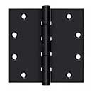 Deltana [DSB55NB19] Solid Brass Door Butt Hinge - Ball Bearing - Non-Removable Pin - Button Tip - Square Corner - Paint Black Finish - Pair - 5&quot; H x 5&quot; W