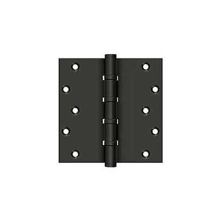 Deltana [DSB66BB10B] Solid Brass Door Butt Hinge - Ball Bearing - Button Tip - Square Corner - Oil Rubbed Bronze Finish - Pair - 6&quot; H x 6&quot; W