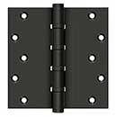 Deltana [DSB66BB10B] Solid Brass Door Butt Hinge - Ball Bearing - Button Tip - Square Corner - Oil Rubbed Bronze Finish - Pair - 6" H x 6" W