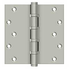 Deltana [DSB66BB15] Solid Brass Door Butt Hinge - Ball Bearing - Button Tip - Square Corner - Brushed Nickel Finish - Pair - 6&quot; H x 6&quot; W