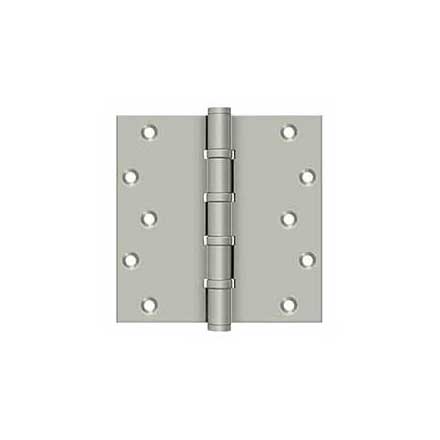 Deltana [DSB66BB15] Solid Brass Door Butt Hinge - Ball Bearing - Button Tip - Square Corner - Brushed Nickel Finish - Pair - 6&quot; H x 6&quot; W