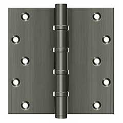 Deltana [DSB66BB15A] Solid Brass Door Butt Hinge - Ball Bearing - Button Tip - Square Corner - Antique Nickel Finish - Pair - 6&quot; H x 6&quot; W