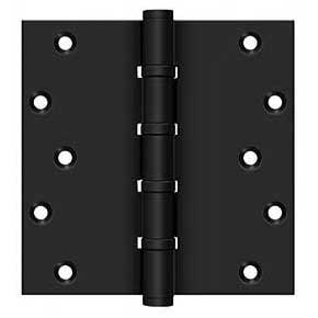 Deltana [DSB66BB19] Solid Brass Door Butt Hinge - Ball Bearing - Button Tip - Square Corner - Paint Black Finish - Pair - 6" H x 6" W