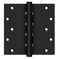 Deltana [DSB66BB19] Solid Brass Door Butt Hinge - Ball Bearing - Button Tip - Square Corner - Paint Black Finish - Pair - 6&quot; H x 6&quot; W