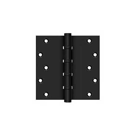 Deltana [DSB66BB19] Solid Brass Door Butt Hinge - Ball Bearing - Button Tip - Square Corner - Paint Black Finish - Pair - 6&quot; H x 6&quot; W