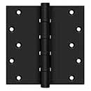 Deltana [DSB66BB19] Solid Brass Door Butt Hinge - Ball Bearing - Button Tip - Square Corner - Paint Black Finish - Pair - 6&quot; H x 6&quot; W