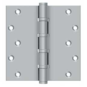 Deltana [DSB66BB26D] Solid Brass Door Butt Hinge - Ball Bearing - Button Tip - Square Corner - Brushed Chrome Finish - Pair - 6" H x 6" W
