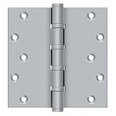 Deltana [DSB66BB26D] Solid Brass Door Butt Hinge - Ball Bearing - Button Tip - Square Corner - Brushed Chrome Finish - Pair - 6&quot; H x 6&quot; W