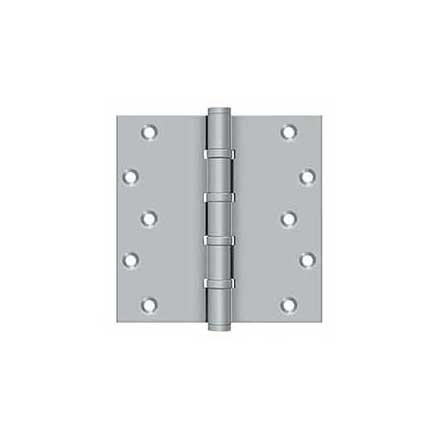 Deltana [DSB66BB26D] Solid Brass Door Butt Hinge - Ball Bearing - Button Tip - Square Corner - Brushed Chrome Finish - Pair - 6&quot; H x 6&quot; W