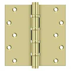 Deltana [DSB66BB3-UNL] Solid Brass Door Butt Hinge - Ball Bearing - Button Tip - Square Corner - Polished Brass (Unlacquered) Finish - Pair - 6&quot; H x 6&quot; W