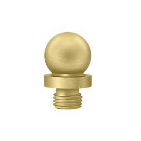 Deltana [DSBT4] Solid Brass Door Butt Hinge Finial - Ball - Brushed Brass Finish - 1/2" Dia.