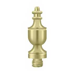 Deltana [DSUT3-UNL] Solid Brass Door Butt Hinge Finial - Urn - Polished Brass (Unlacquered) Finish - 1/2" Dia.