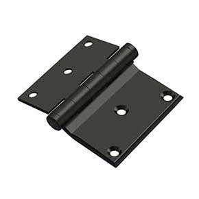 Deltana [DHS3035U10B] Solid Brass Screen Door Half Surface Hinge - Button Tip - Square Corner - Oil Rubbed Bronze Finish - Pair - 3" H x 3 1/2" W