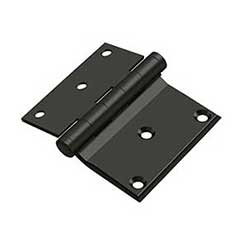 Deltana [DHS3035U10B] Solid Brass Screen Door Half Surface Hinge - Button Tip - Square Corner - Oil Rubbed Bronze Finish - Pair - 3&quot; H x 3 1/2&quot; W