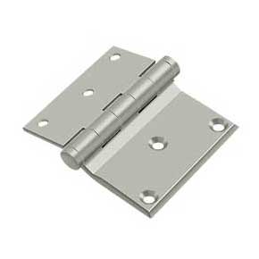 Deltana [DHS3035U15] Solid Brass Screen Door Half Surface Hinge - Button Tip - Square Corner - Brushed Nickel Finish - Pair - 3" H x 3 1/2" W