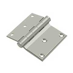 Deltana [DHS3035U15] Solid Brass Screen Door Half Surface Hinge - Button Tip - Square Corner - Brushed Nickel Finish - Pair - 3&quot; H x 3 1/2&quot; W