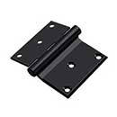 Deltana [DHS3035U19] Solid Brass Screen Door Half Surface Hinge - Button Tip - Square Corner - Paint Black Finish - Pair - 3" H x 3 1/2" W
