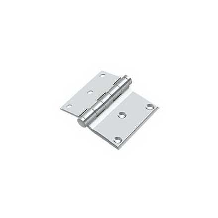 Deltana [DHS3035U26] Solid Brass Screen Door Half Surface Hinge - Button Tip - Square Corner - Polished Chrome Finish - Pair - 3&quot; H x 3 1/2&quot; W