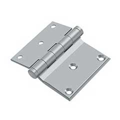 Deltana [DHS3035U26D] Solid Brass Screen Door Half Surface Hinge - Button Tip - Square Corner - Brushed Chrome Finish - Pair - 3&quot; H x 3 1/2&quot; W