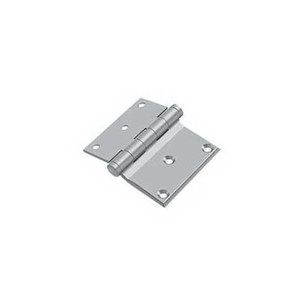 Deltana [DHS3035U26D] Solid Brass Screen Door Half Surface Hinge - Button Tip - Square Corner - Brushed Chrome Finish - Pair - 3&quot; H x 3 1/2&quot; W