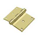 Deltana [DHS3035U3] Solid Brass Screen Door Half Surface Hinge - Button Tip - Square Corner - Polished Brass Finish - Pair - 3" H x 3 1/2" W