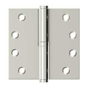 Deltana [DSBLO414-RH] Solid Brass Door Lift Off Hinge - Right Hand - Polished Nickel Finish - 4" H x 4" W