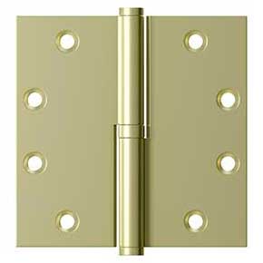 Deltana [DSBLO453UNL-LH] Solid Brass Door Lift Off Hinge - Left Hand - Polished Brass Unlacquered Finish - 4" H x 4" W