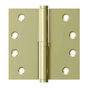 Deltana [DSBLO43UNL-LH] Solid Brass Door Lift Off Hinge - Left Hand - Polished Brass Unlacquered Finish - 4" H x 4" W