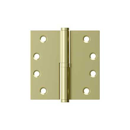 Deltana [DSBLO43UNL-LH] Solid Brass Door Lift Off Hinge - Left Hand - Polished Brass Unlacquered Finish  - 4&quot; H x 4&quot; W