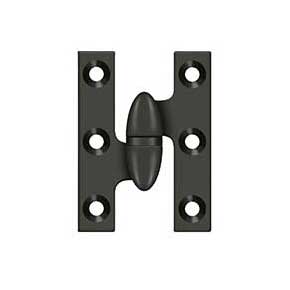 Deltana [OK2015U10B-L] Solid Brass Door Olive Knuckle Hinge - Left Handed - Oil Rubbed Bronze Finish - Pair - 2" H x 1 1/2" W