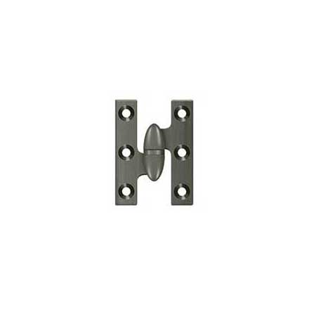 Deltana [OK2015U15A-L] Solid Brass Door Olive Knuckle Hinge - Left Handed - Antique Nickel Finish - Pair - 2&quot; H x 1 1/2&quot; W