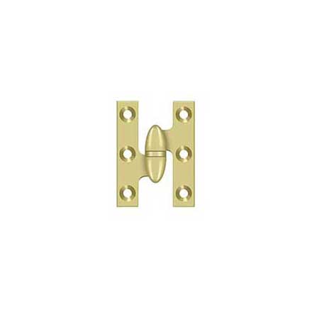 Deltana [OK2015U3-L] Solid Brass Door Olive Knuckle Hinge - Left Handed - Polished Brass Finish - Pair - 2&quot; H x 1 1/2&quot; W