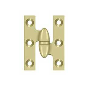 Deltana [OK2015U3UNL-R] Solid Brass Door Olive Knuckle Hinge - Right Handed - Polished Brass (Unlacquered) Finish - Pair - 2" H x 1 1/2" W
