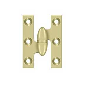 Deltana [OK2015U3UNL-L] Solid Brass Door Olive Knuckle Hinge - Left Handed - Polished Brass (Unlacquered) Finish - Pair - 2" H x 1 1/2" W