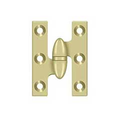 Deltana [OK2015U3UNL-L] Solid Brass Door Olive Knuckle Hinge - Left Handed - Polished Brass (Unlacquered) Finish - Pair - 2&quot; H x 1 1/2&quot; W