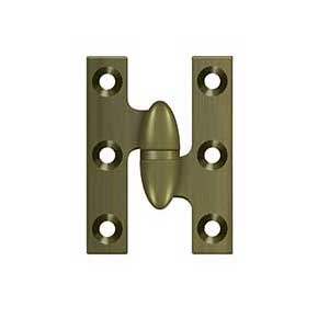 Deltana [OK2015U5-R] Solid Brass Door Olive Knuckle Hinge - Right Handed - Antique Brass Finish - Pair - 2" H x 1 1/2" W