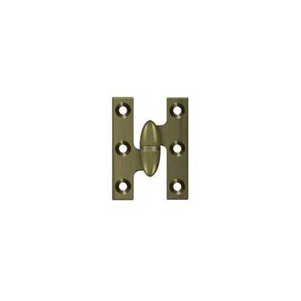 Deltana [OK2015U5-L] Solid Brass Door Olive Knuckle Hinge - Left Handed - Antique Brass Finish - 2&quot; H x 1 1/2&quot; W