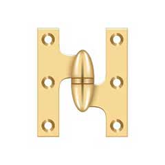 Deltana [OK2520CR003-R] Solid Brass Door Olive Knuckle Hinge - Right Handed - Polished Brass (PVD) Finish - Pair - 2 1/2&quot; H x 2&quot; W