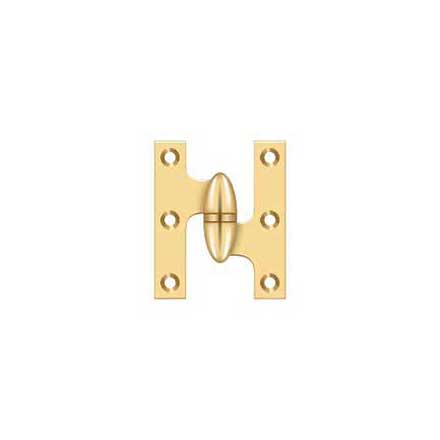 Deltana [OK2520CR003-R] Solid Brass Door Olive Knuckle Hinge - Right Handed - Polished Brass (PVD) Finish - Pair - 2 1/2&quot; H x 2&quot; W